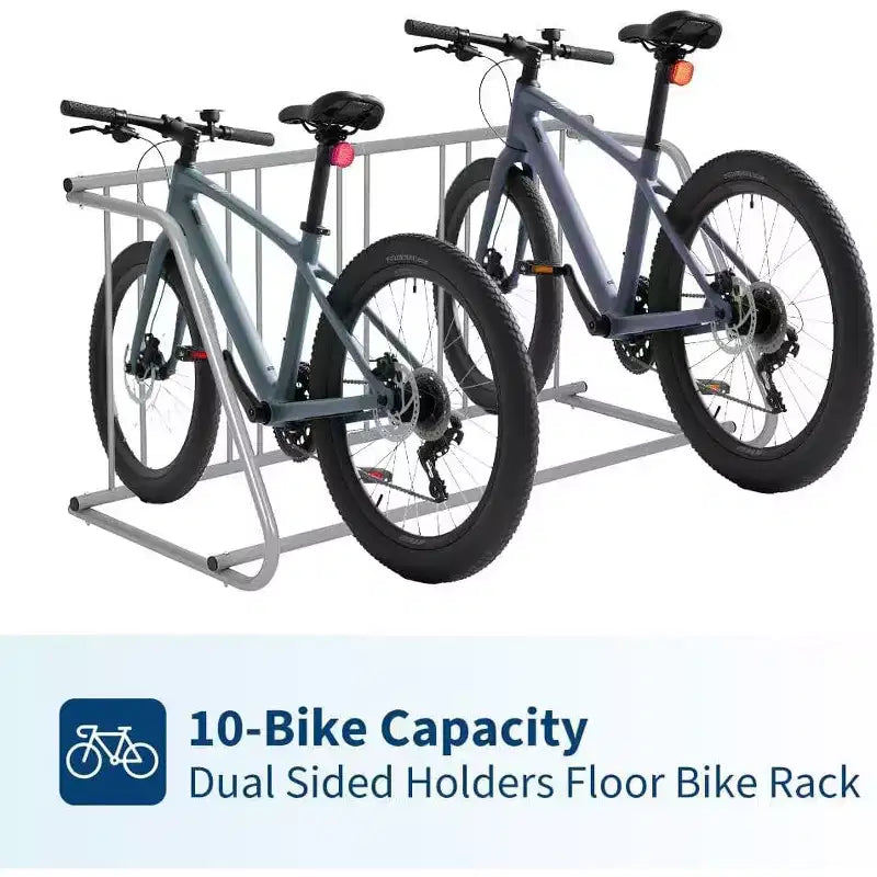 Support à vélo au sol, range-vélos double face 10 vélos, support de stationnement au sol tout en acier pour garage, support de rangement pour rues, cours et événements cyclistes