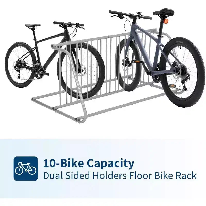 Support à vélo au sol, range-vélos double face 10 vélos, support de stationnement au sol tout en acier pour garage, support de rangement pour rues, cours et événements cyclistes