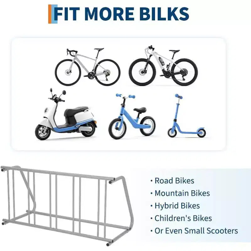 Support à vélo au sol, range-vélos double face 10 vélos, support de stationnement au sol tout en acier pour garage, support de rangement pour rues, cours et événements cyclistes