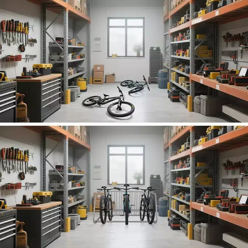 Support à vélo au sol, range-vélos double face 10 vélos, support de stationnement au sol tout en acier pour garage, support de rangement pour rues, cours et événements cyclistes