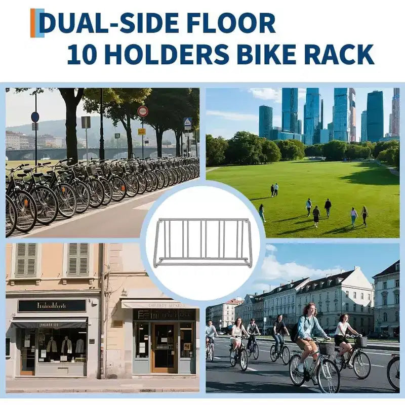 Support à vélo au sol, range-vélos double face 10 vélos, support de stationnement au sol tout en acier pour garage, support de rangement pour rues, cours et événements cyclistes