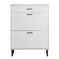 Shoe Cabinet, Freestanding Shoe Rack Storage Organizer with Drawers & Metal Legs, Modern Shoe Storage Cabinet with 2 Flip Drawers for Entryway