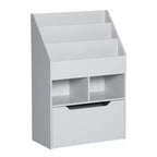 Étagère à Livres pour Enfants, Organisateur Multi-Niveaux avec Tiroir de Rangement pour Livres, pour Chambre ou Salle de Jeux, Gris
