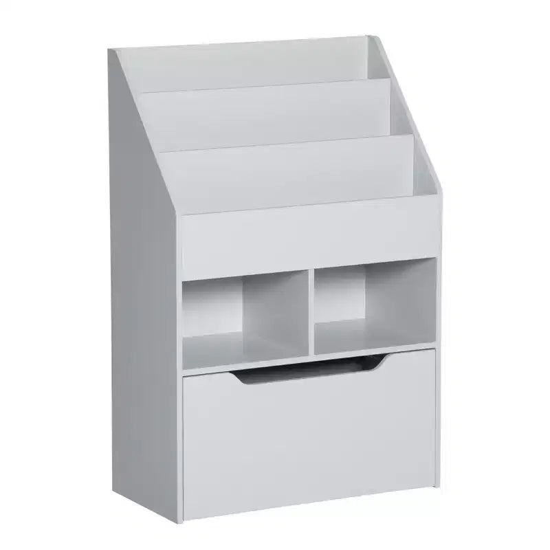 Étagère à Livres pour Enfants, Organisateur Multi-Niveaux avec Tiroir de Rangement pour Livres, pour Chambre ou Salle de Jeux, Gris