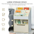 Étagère à Livres pour Enfants, Organisateur Multi-Niveaux avec Tiroir de Rangement pour Livres, pour Chambre ou Salle de Jeux, Gris