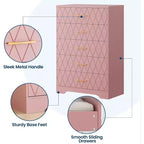 Commode haute en bois à 5 tiroirs pour chambre à coucher, commode en bois avec poignées dorées pour placard, meuble de rangement et tiroirs de rangement pour salon
