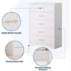 Commode haute en bois à 5 tiroirs pour chambre à coucher, commode en bois avec poignées dorées pour placard, meuble de rangement et tiroirs de rangement pour salon