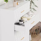 Commode haute en bois à 5 tiroirs pour chambre à coucher, commode en bois avec poignées dorées pour placard, meuble de rangement et tiroirs de rangement pour salon