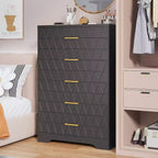 Commode haute en bois à 5 tiroirs pour chambre à coucher, commode en bois avec poignées dorées pour placard, meuble de rangement et tiroirs de rangement pour salon
