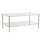 HomeRoots 43 Table Basse Miroir Rectangulaire en Métal Argenté et Miroité