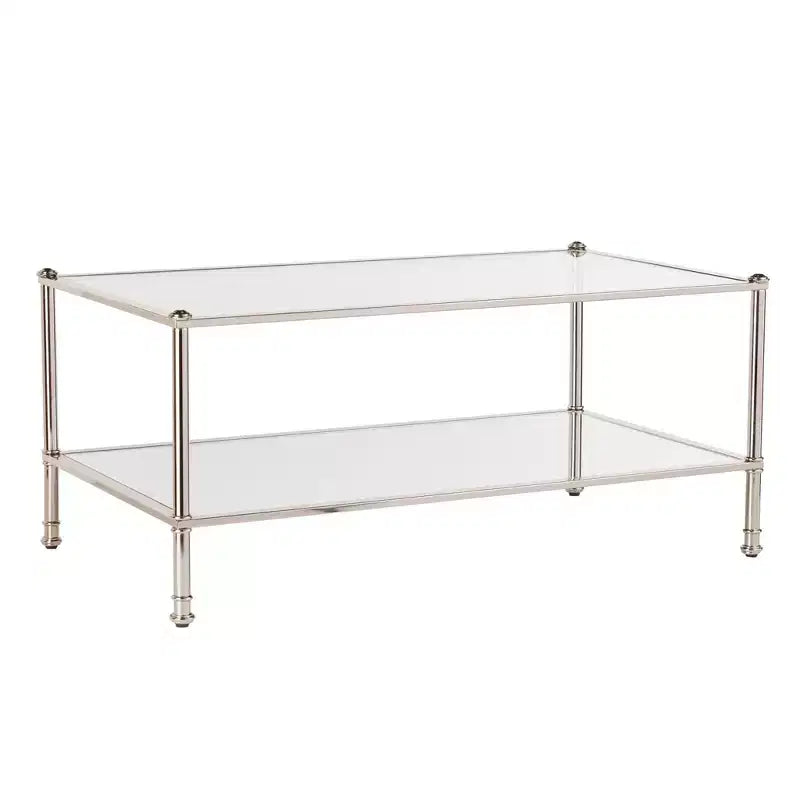 HomeRoots 43 Table Basse Miroir Rectangulaire en Métal Argenté et Miroité