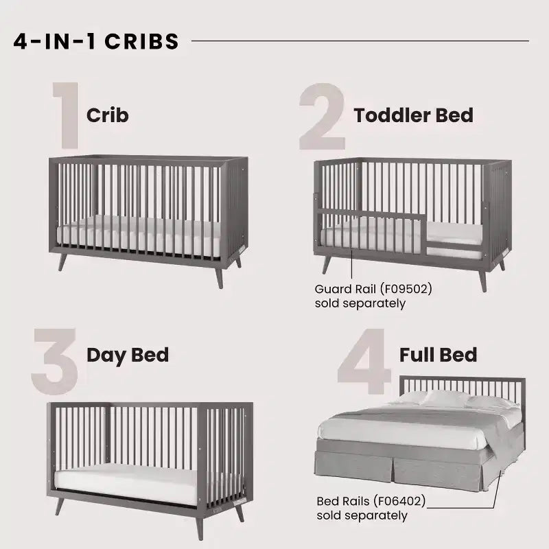 Lit de bébé convertible 4-en-1 Cranbrook de Child Craft, se transforme en lit de jour, en lit de tout-petit et en lit double, 3 positions de matelas, finition sécuritaire pour bébé