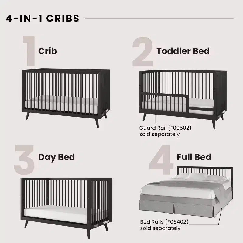 Lit de bébé convertible 4-en-1 Cranbrook de Child Craft, se transforme en lit de jour, en lit de tout-petit et en lit double, 3 positions de matelas, finition sécuritaire pour bébé