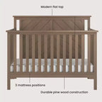 Lit de bébé convertible 4-en-1 Child Craft Hampton Flat, se transforme en lit de repos, lit pour tout-petit et lit double, 3 positions de matelas, finition sécuritaire pour bébé