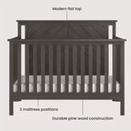 Lit de bébé convertible 4-en-1 Child Craft Hampton Flat, se transforme en lit de repos, lit pour tout-petit et lit double, 3 positions de matelas, finition sécuritaire pour bébé