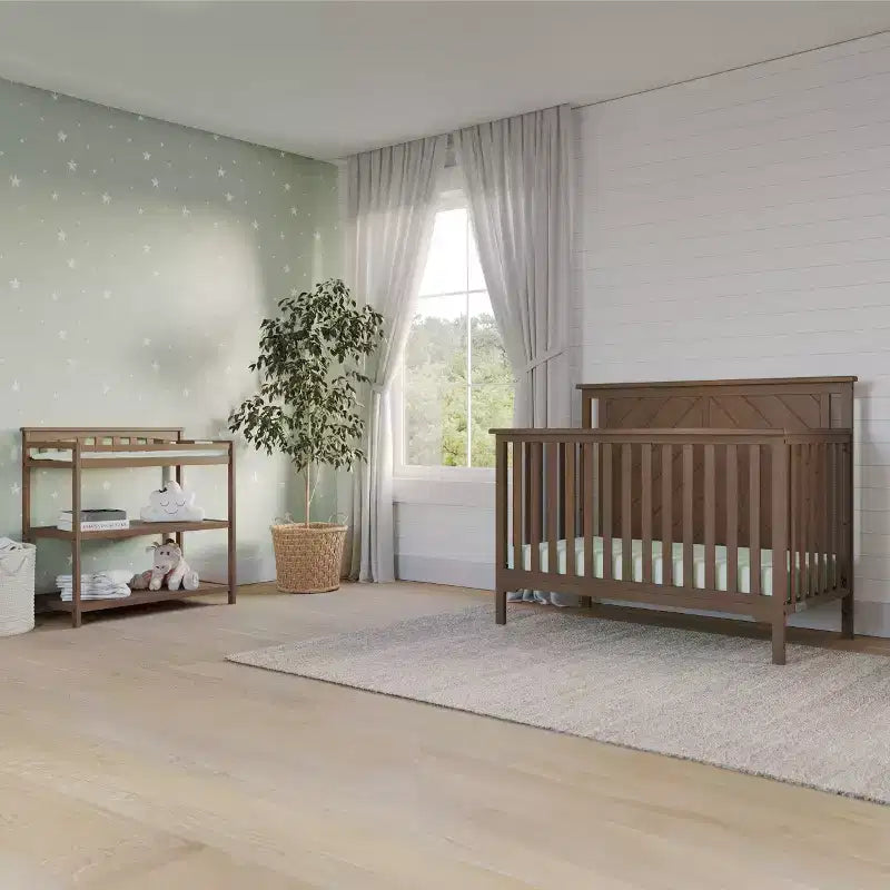 Lit de bébé convertible 4-en-1 Child Craft Hampton Flat, se transforme en lit de repos, lit pour tout-petit et lit double, 3 positions de matelas, finition sécuritaire pour bébé