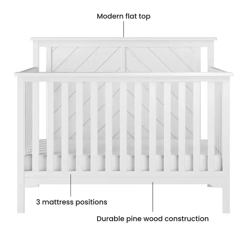 Lit de bébé convertible 4-en-1 Child Craft Hampton Flat, se transforme en lit de repos, lit pour tout-petit et lit double, 3 positions de matelas, finition sécuritaire pour bébé