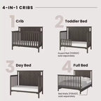 Lit de bébé convertible 4-en-1 Child Craft Hampton Flat, se transforme en lit de repos, lit pour tout-petit et lit double, 3 positions de matelas, finition sécuritaire pour bébé