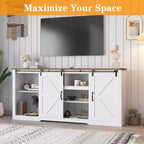 Meuble TV de ferme Acekool 70 po pour téléviseurs jusqu'à 80 po, gris foncé, meuble TV avec portes de grange coulissantes et étagères réglables pour salon