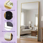 Miroir rectangulaire intégral doré 83x44. Inclut un support pour une utilisation autoportante ou murale dans n'importe quelle pièce
