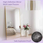 Miroir rectangulaire intégral doré 83x44. Inclut un support pour une utilisation autoportante ou murale dans n'importe quelle pièce