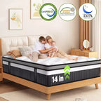 14 Inch King Size Memory Foam Mattress, Hybrid Innerspring Mattress in a Box, Silent Pocket Coils for Motion Isolation & Pressure Relief, Medium Firm