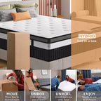 Matelas en mousse à mémoire de forme King Size de 14 pouces, matelas hybride à ressorts ensachés livré dans une boîte, ressorts ensachés silencieux pour l'isolation des mouvements et le soulagement de la pression, fermeté moyenne