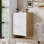 Commode à 5 tiroirs pour chambre à coucher, commode de 109 cm de haut avec poignées de bar, organisateur de commode de rangement, commode étroite de table de chevet pour chambre à coucher