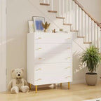 Commode à 5 tiroirs pour chambre à coucher, commode de 109 cm de haut avec poignées de bar, organisateur de commode de rangement, commode étroite de table de chevet pour chambre à coucher