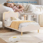 Cadre de lit double, avec tête de lit et pied de lit, plateforme de lit princesse tapissée en velours pour enfants, support à lattes en bois, pas besoin de sommier.