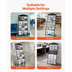 Présentoir de Brochures VEVOR, Support de Présentation de Magazines et Documents à 4 Niveaux avec Roues, Présentoir de Magazines Mobile sur Pied, Noir