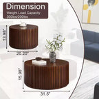 EHMKNP Tables basses gigognes (lot de 2) Table basse ronde tambour et petite table d'appoint assortie, fabriquées à la main