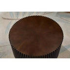EHMKNP Tables basses gigognes (lot de 2) Table basse ronde tambour et petite table d'appoint assortie, fabriquées à la main