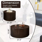 EHMKNP Tables basses gigognes (lot de 2) Table basse ronde tambour et petite table d'appoint assortie, fabriquées à la main