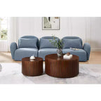 EHMKNP Tables basses gigognes (lot de 2) Table basse ronde tambour et petite table d'appoint assortie, fabriquées à la main