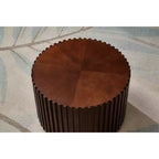 EHMKNP Tables basses gigognes (lot de 2) Table basse ronde tambour et petite table d'appoint assortie, fabriquées à la main