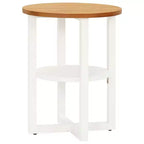 vidaXL Lamp Table Solid Oak Wood Side End Couch Coffee Table White/Light Wood