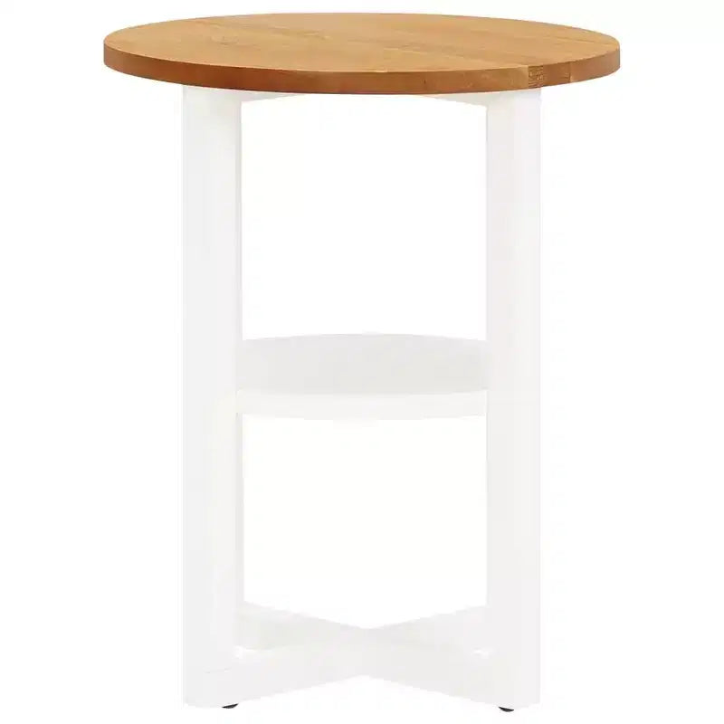 vidaXL Table d'appoint Table Basse Table de Canapé Bois de Chêne Massif Blanc/Bois Clair
