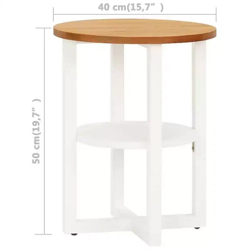 vidaXL Table d'appoint Table Basse Table de Canapé Bois de Chêne Massif Blanc/Bois Clair