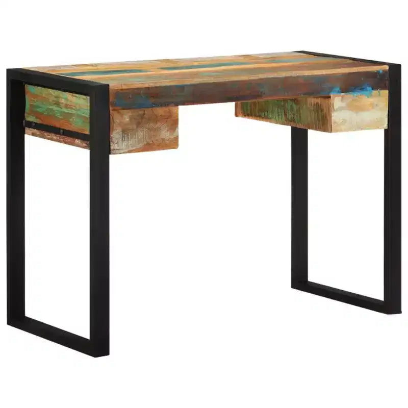 vidaXL Bureau debout, Table de bureau à domicile, Poste de travail d'ordinateur en bois massif - 110 x 50 x 77 cm, Bois de récupération massif