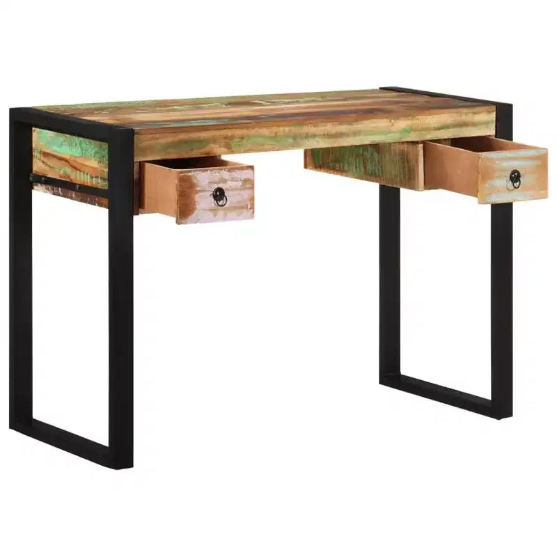 vidaXL Bureau debout, Table de bureau à domicile, Poste de travail d'ordinateur en bois massif - 110 x 50 x 77 cm, Bois de récupération massif