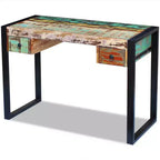 vidaXL Bureau debout, Table de bureau à domicile, Poste de travail d'ordinateur en bois massif - 110 x 50 x 77 cm, Bois de récupération massif