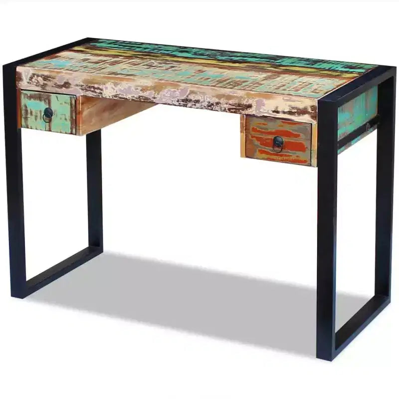 vidaXL Bureau debout, Table de bureau à domicile, Poste de travail d'ordinateur en bois massif - 110 x 50 x 77 cm, Bois de récupération massif