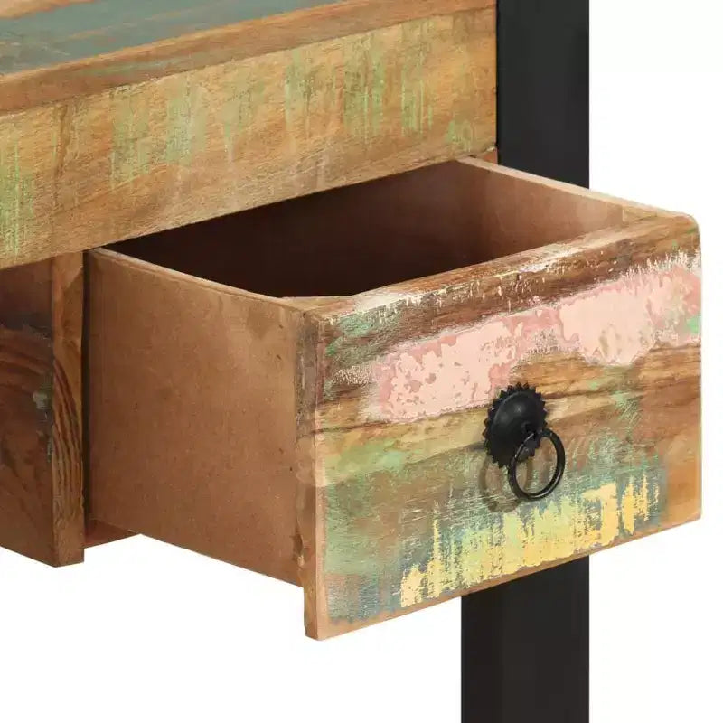 vidaXL Bureau debout, Table de bureau à domicile, Poste de travail d'ordinateur en bois massif - 110 x 50 x 77 cm, Bois de récupération massif
