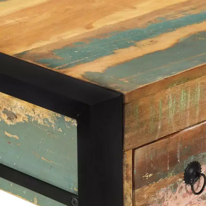 vidaXL Bureau debout, Table de bureau à domicile, Poste de travail d'ordinateur en bois massif - 110 x 50 x 77 cm, Bois de récupération massif