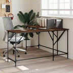 vidaXL Bureau chêne marron, bois d'ingénierie, pieds réglables, moyen