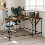vidaXL Bureau chêne marron, bois d'ingénierie, pieds réglables, moyen