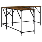 vidaXL Bureau chêne marron, bois d'ingénierie, pieds réglables, moyen