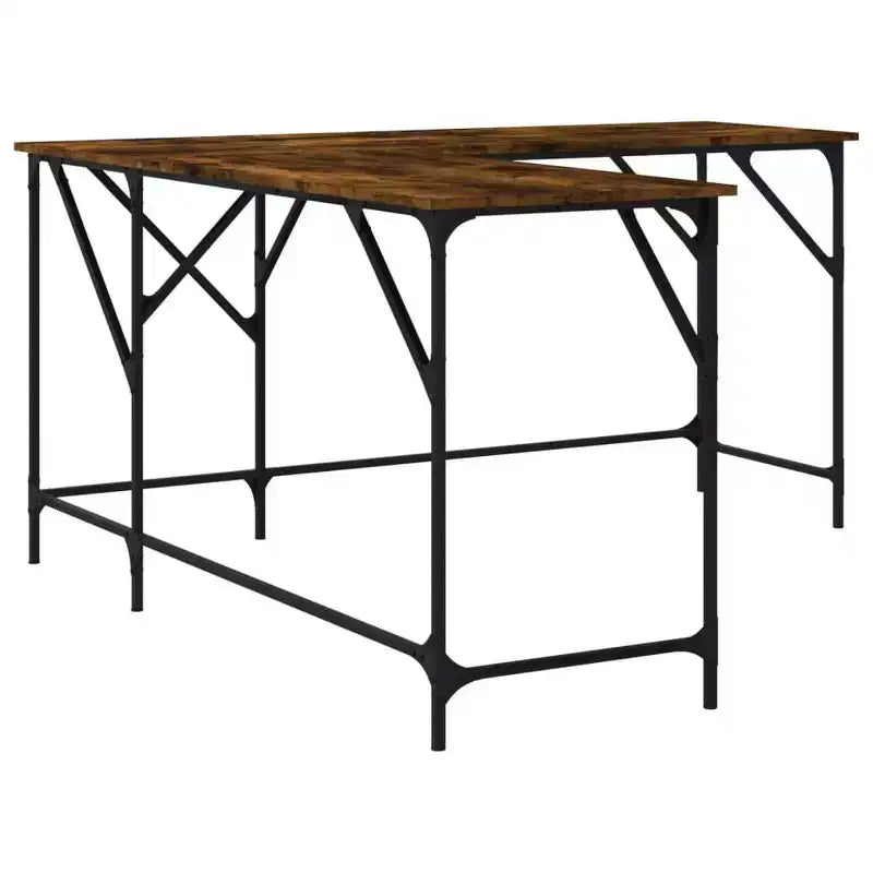 vidaXL Bureau chêne marron, bois d'ingénierie, pieds réglables, moyen