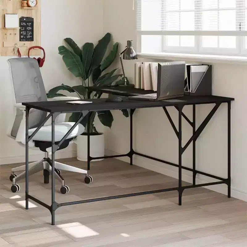 vidaXL Bureau chêne marron, bois d'ingénierie, pieds réglables, moyen